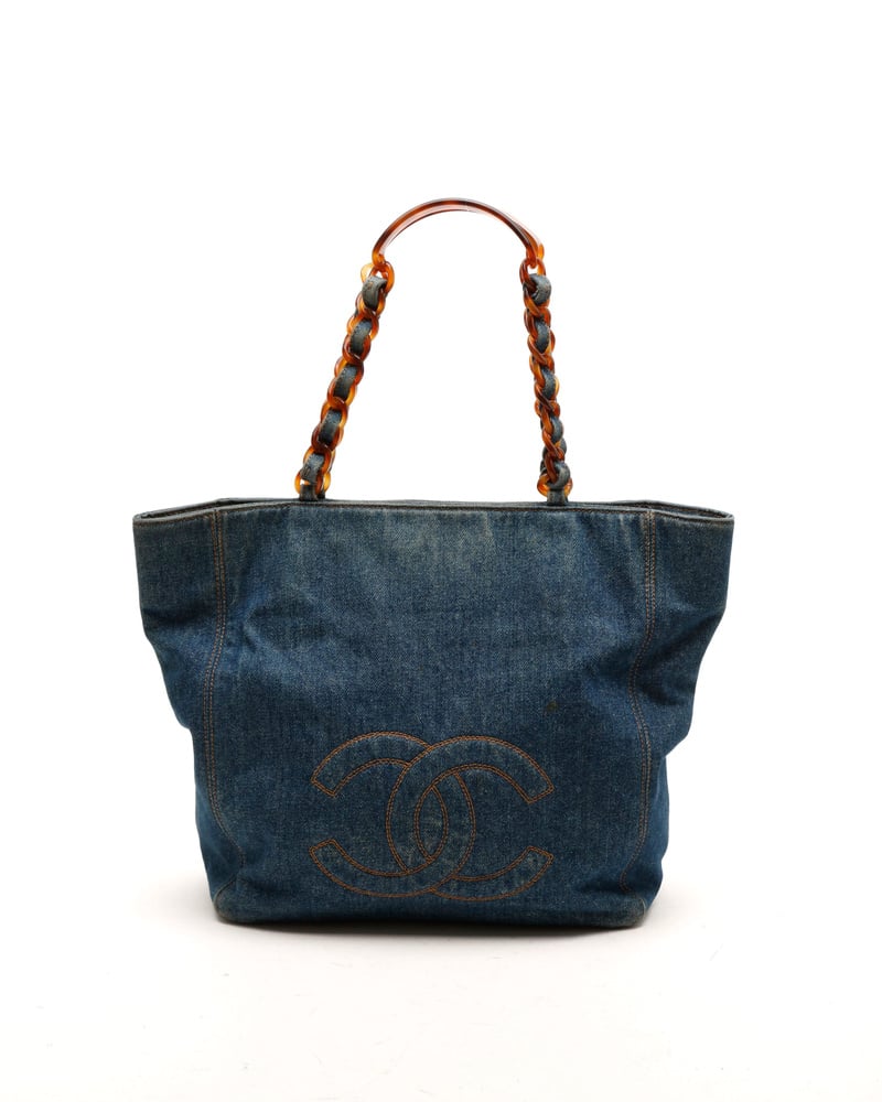 Chanel CC Denim Tortoise Tote Bag