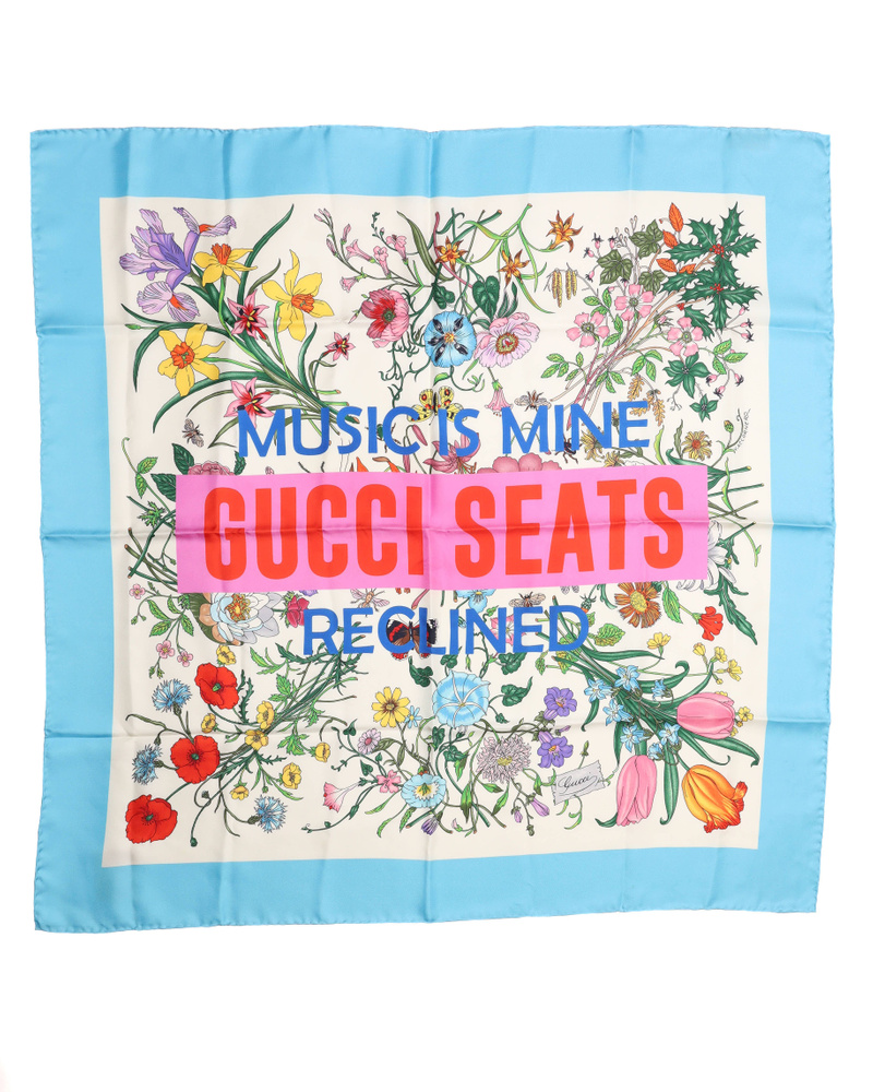 Gucci 90 Music Is Floral Silk Scarf