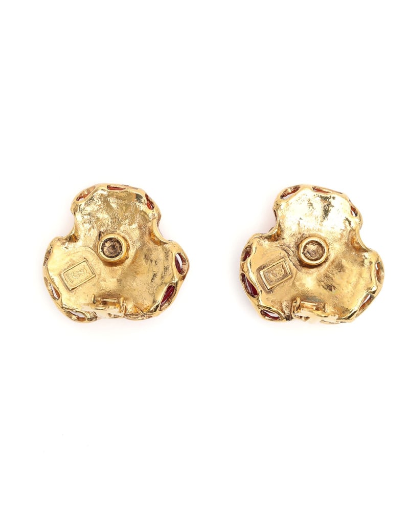 Saint Laurent YSL Rhinestone Clip-on Earrings