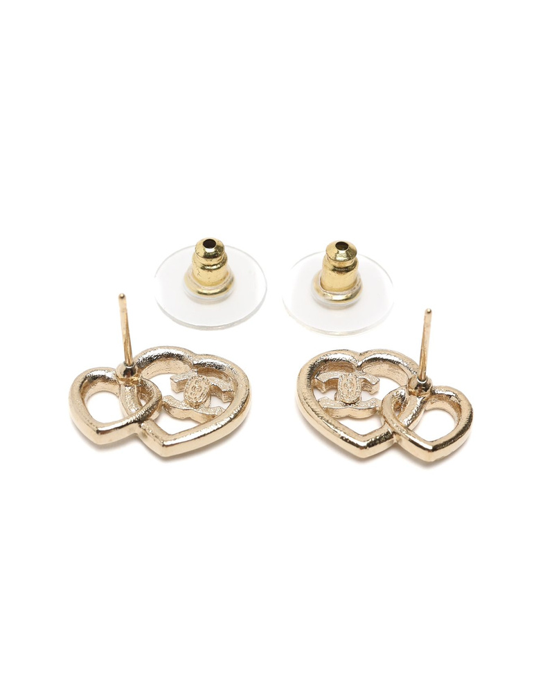 Chanel Coco Mark Heart Rhinestone Earrings