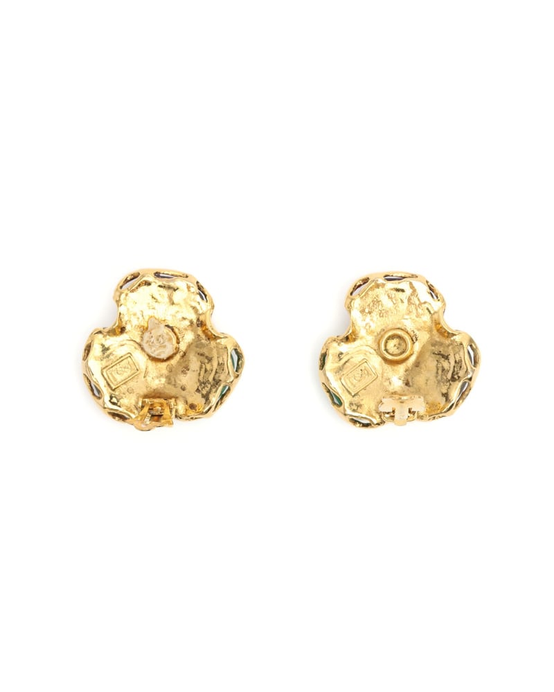 Saint Laurent YSL Rhinestone Clip-on Earrings