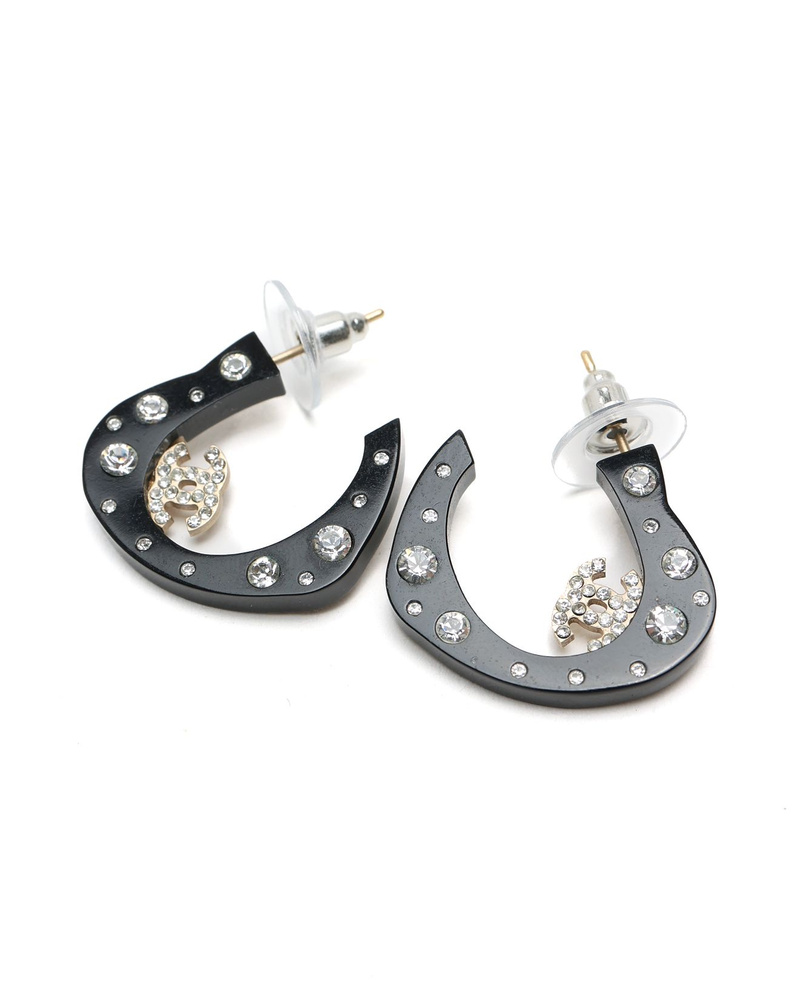 Chanel Coco Mark Heart Rhinestone Earrings
