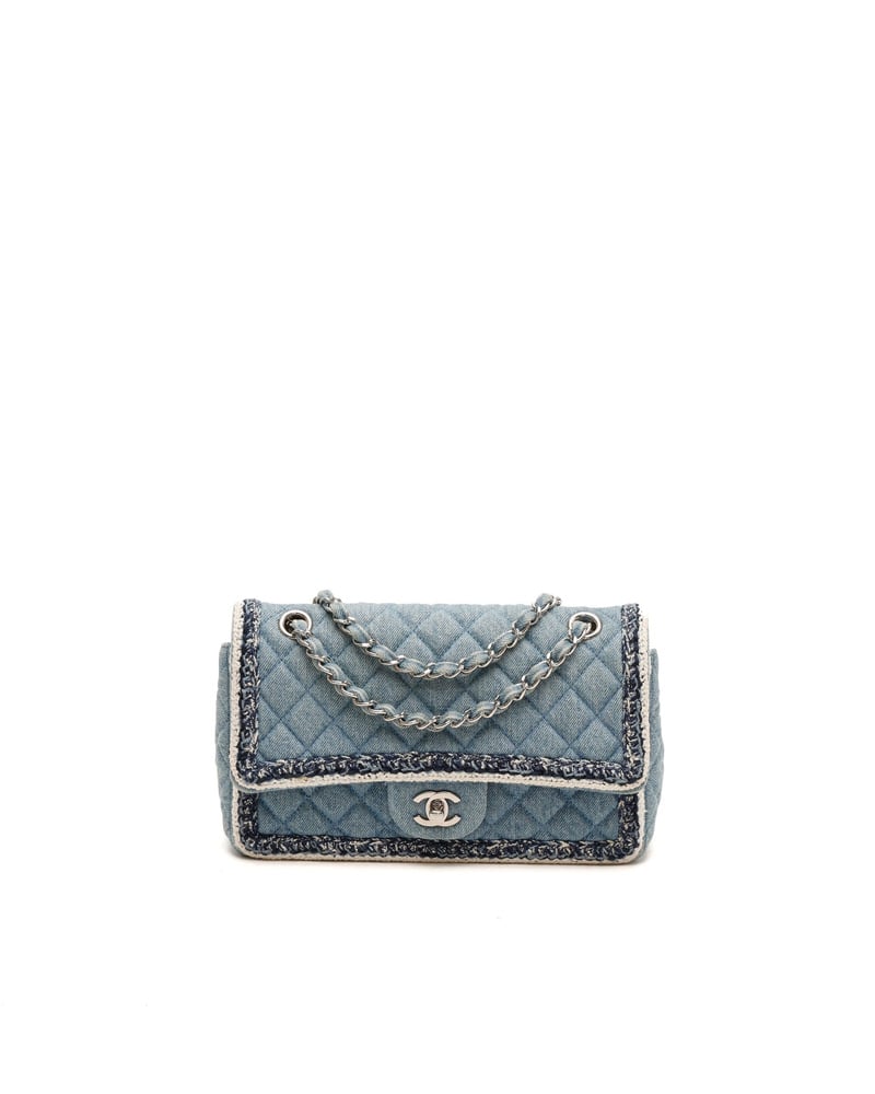 Chanel Classic Denim Braid Medium Single Flap Bag