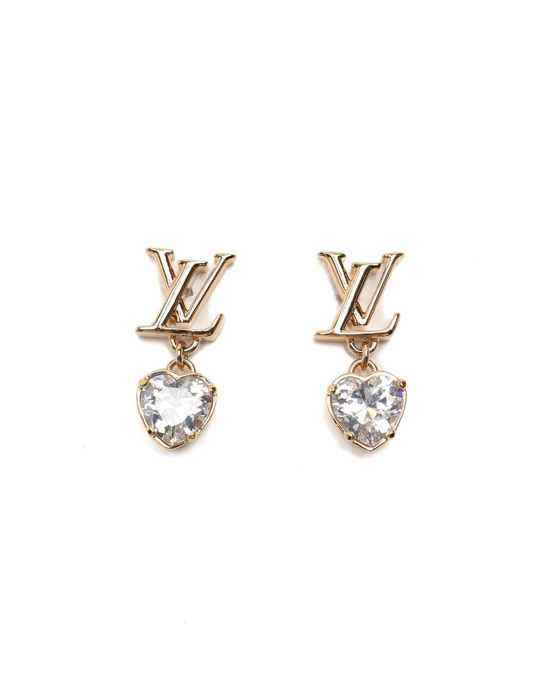 Louis Vuitton LV Iconic Heart Rhinestone Dangling Earrings