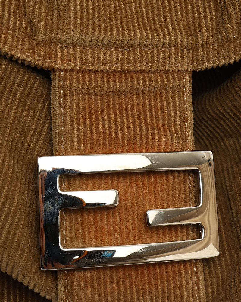 Fendi Corduroy Fold Over Baguette Bag