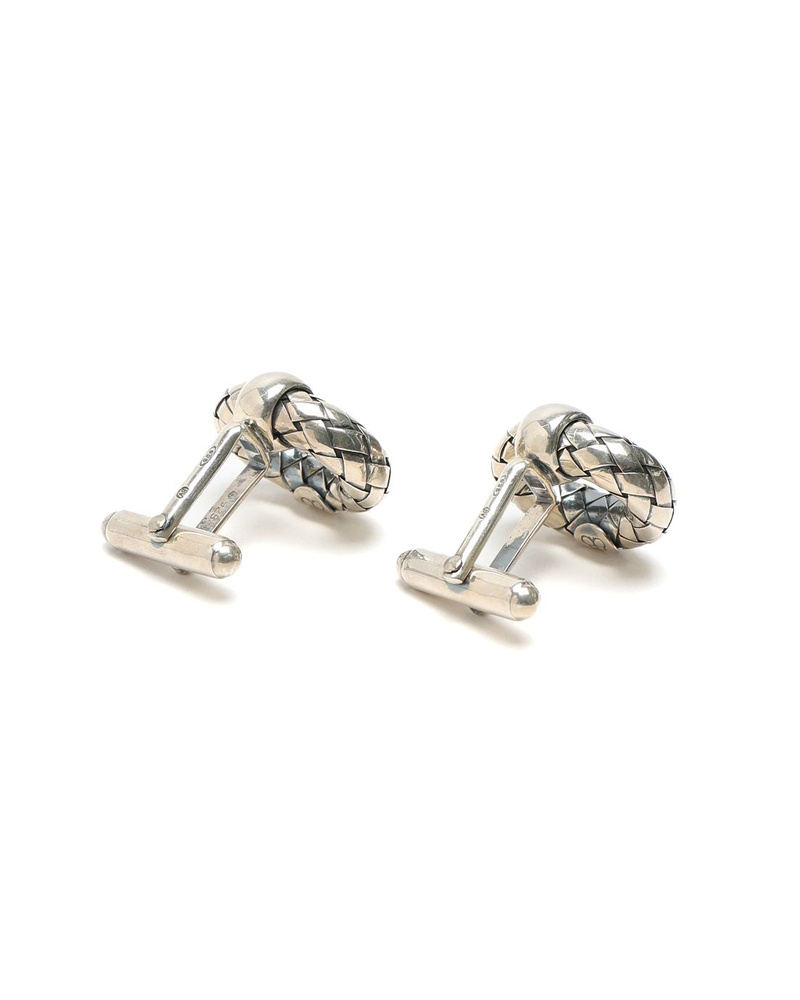 Bottega Veneta Intrecciato Silver Cufflinks