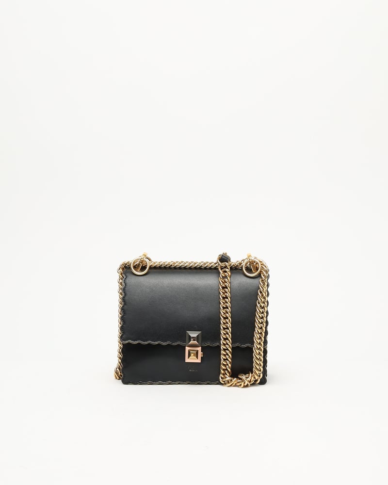 Vintage FENDI Black Leather Kan I Shoulder Bag A Retro Tale