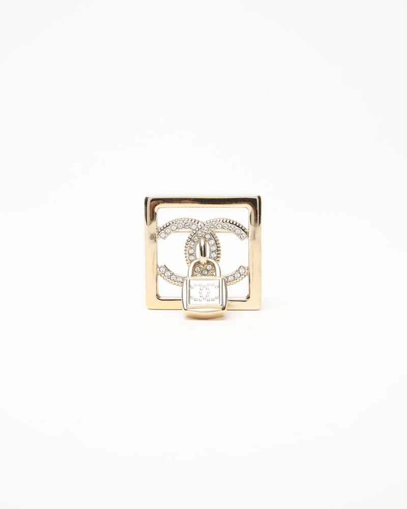 Vintage CHANEL Coco Mark Rhinestone Ring - A Retro Tale