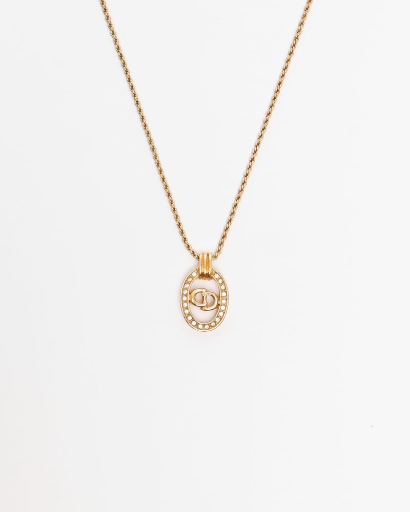 極美品 Dior trotter plate gold necklace Christian Dior Trotter Plate Necklace | eLADY Globazone