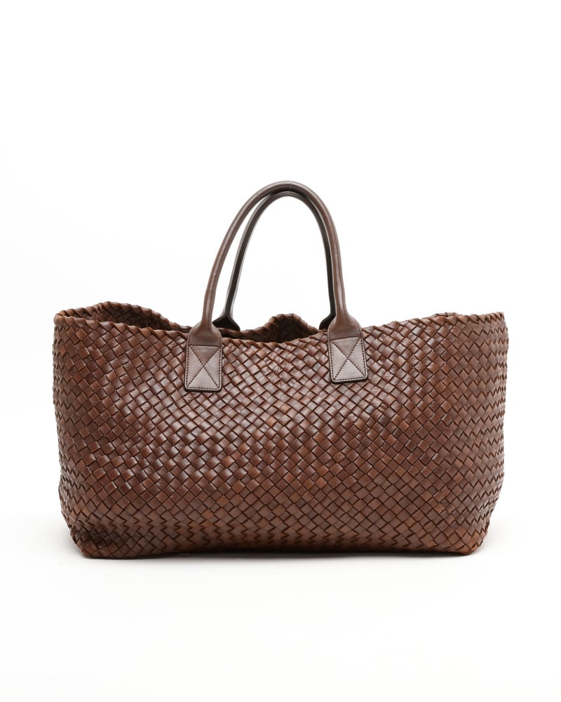 BOTTEGA VENETA カバシリーズ　バック ブラウン アンティーク Vintage Bottega Veneta Intrecciato Cabat GM Tote Bag - A Retro Tale