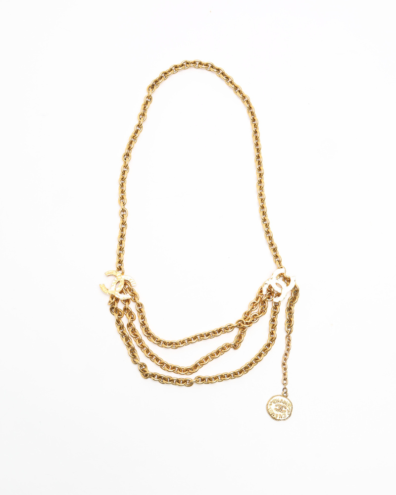 Vintage Chanel Coco Mark 3-Row Chain Belt - 845-22553