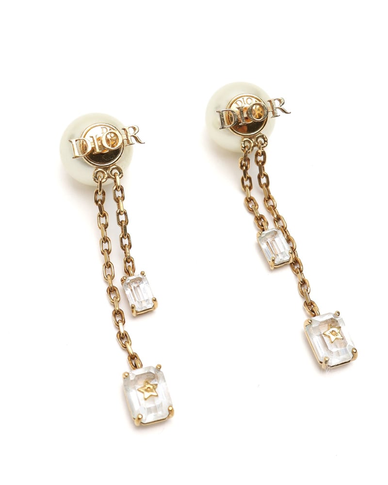 Vintage Christian Dior Rhinestone and Pearl Tribales Earrings