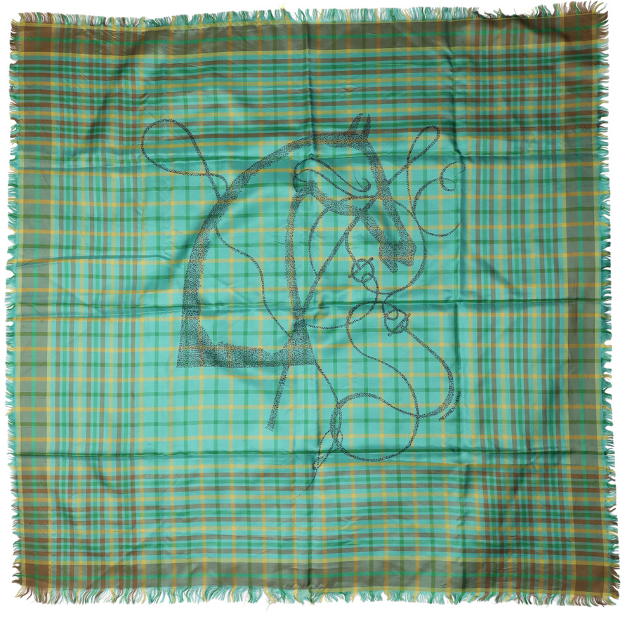 Hermès Carré 90 Plaid Riding Silk Scarf