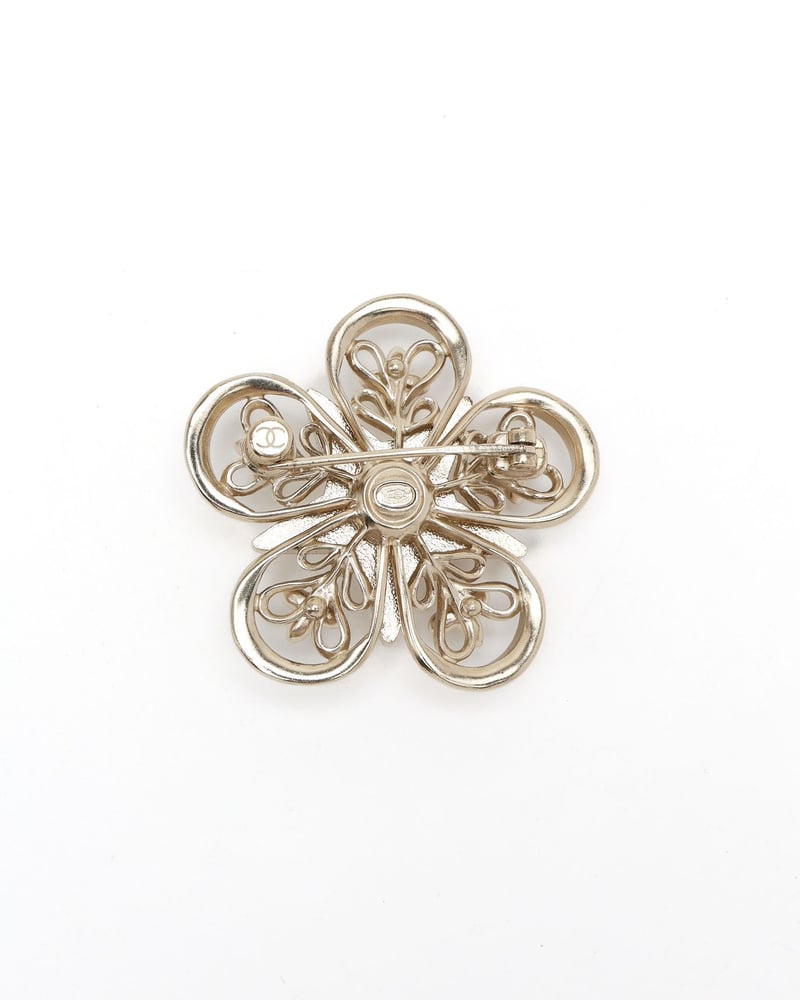 Chanel Coco Mark Rhinestone Pearl Brooch