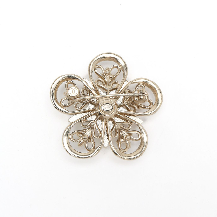 Chanel Coco Mark Rhinestone Pearl Brooch