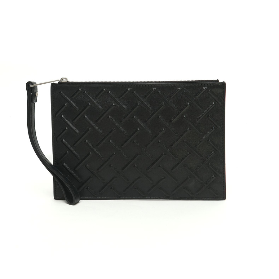Bottega Veneta Nappa19 Graphic Black Leather Pouch