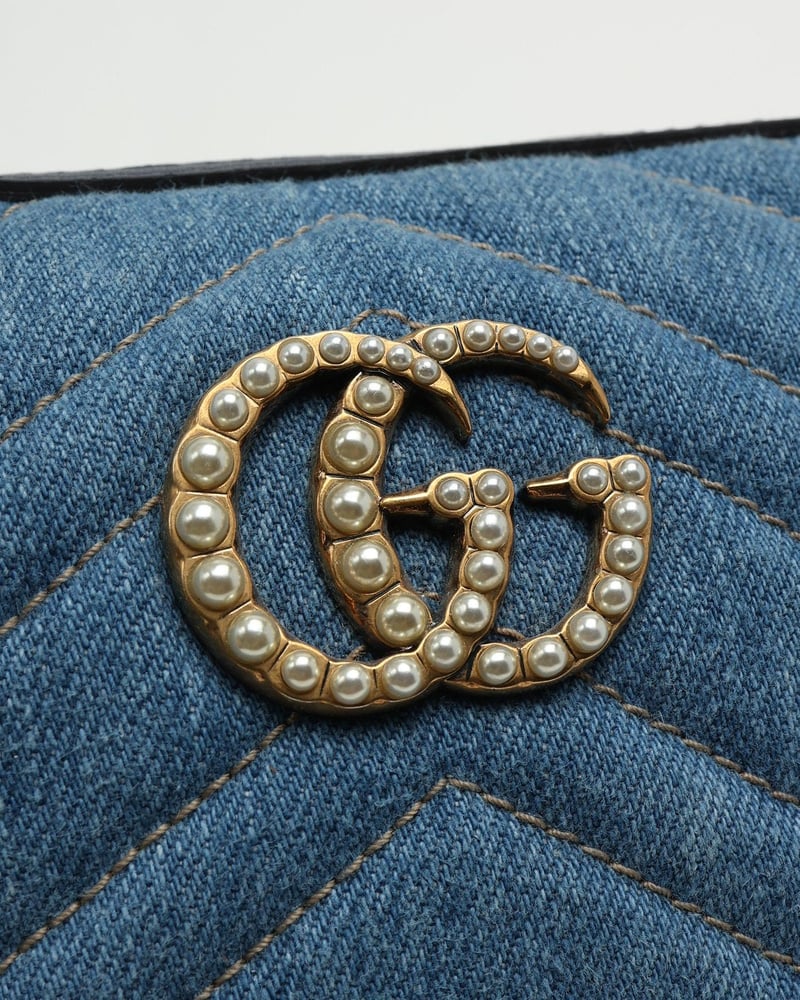 Gucci GG Marmont Denim Pouch