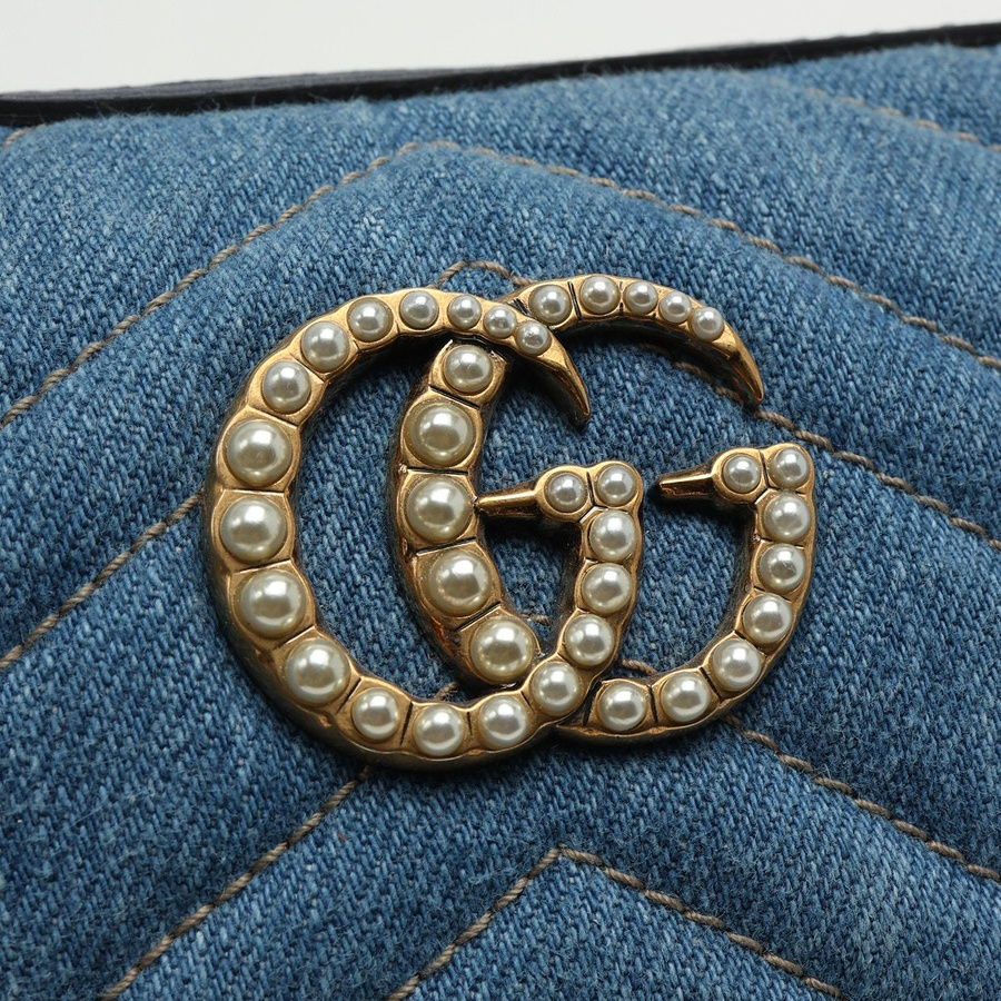 Gucci GG Marmont Denim Pouch