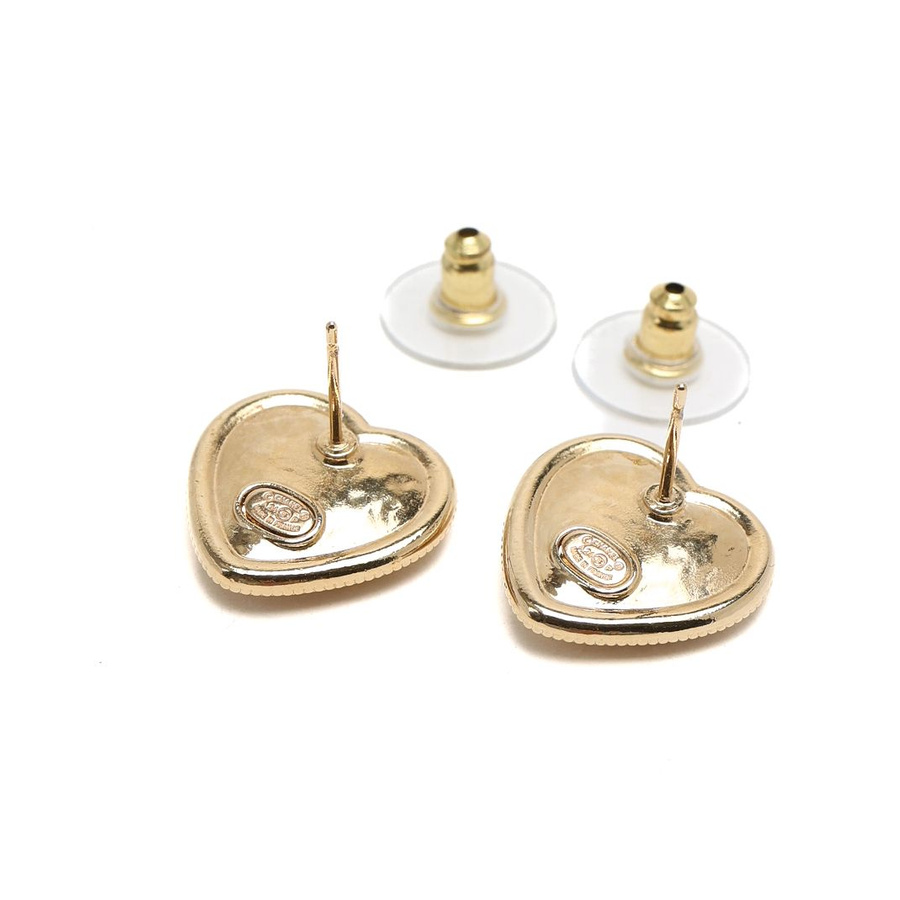 Chanel Coco Mark Heart Rhinestone Earrings