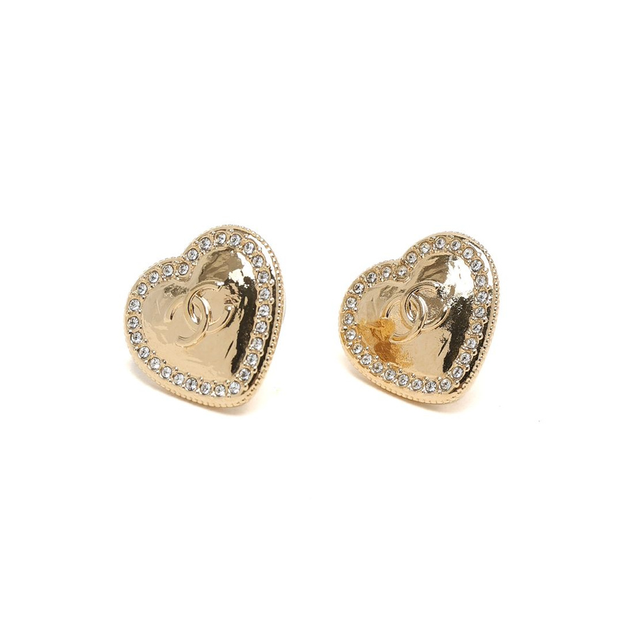 Chanel Coco Mark Heart Rhinestone Earrings