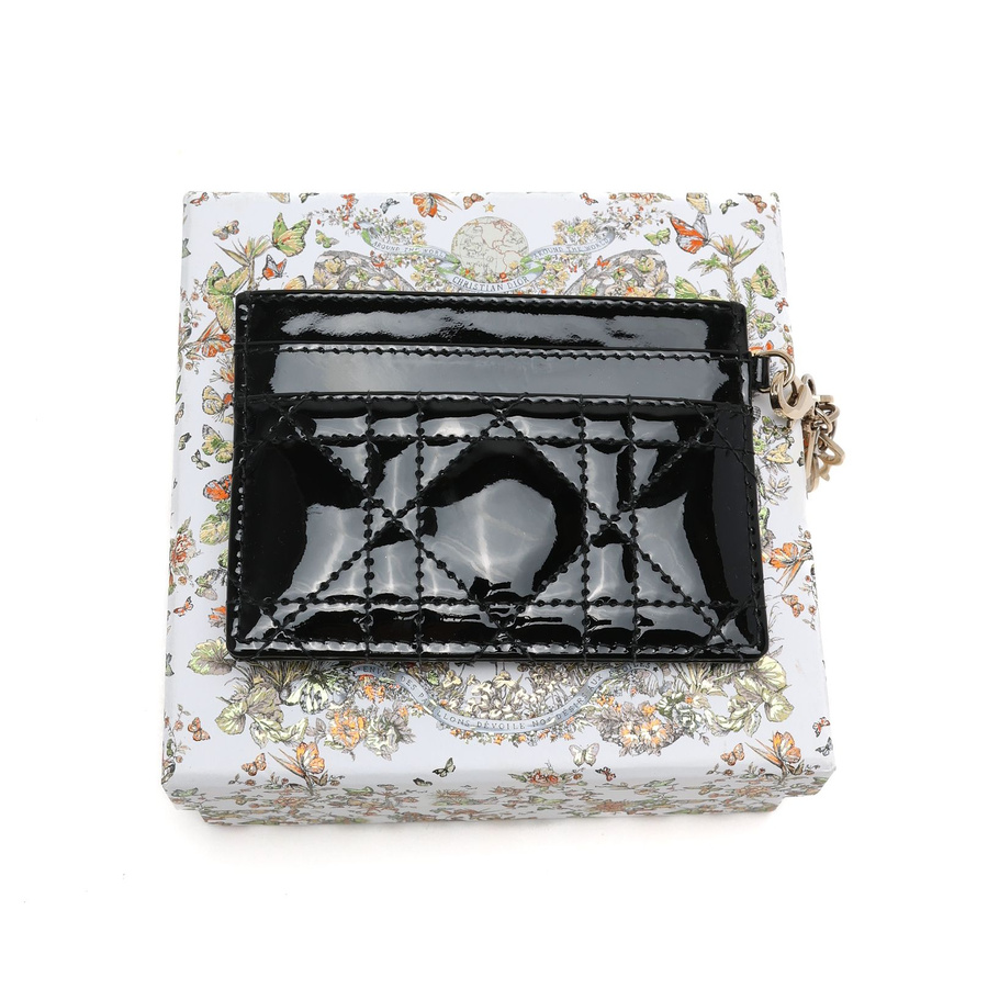 Christian Dior Lady Dior Cannage Patent Card Holder