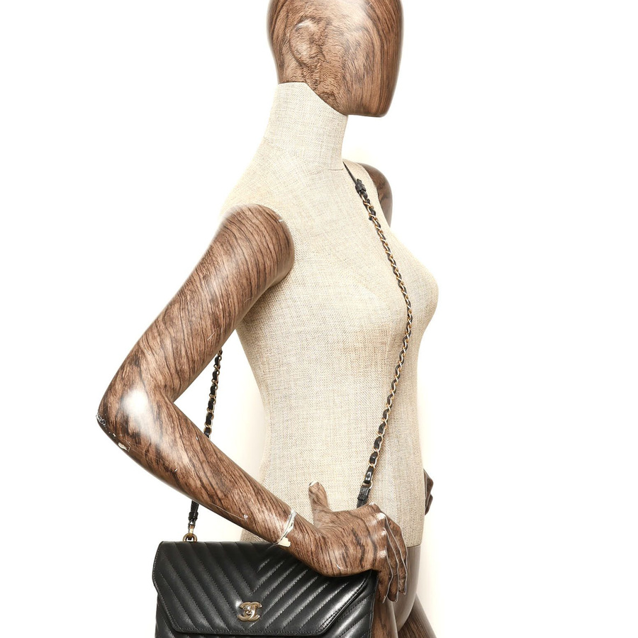 Chanel CC Surpique Chevron Flap Bag