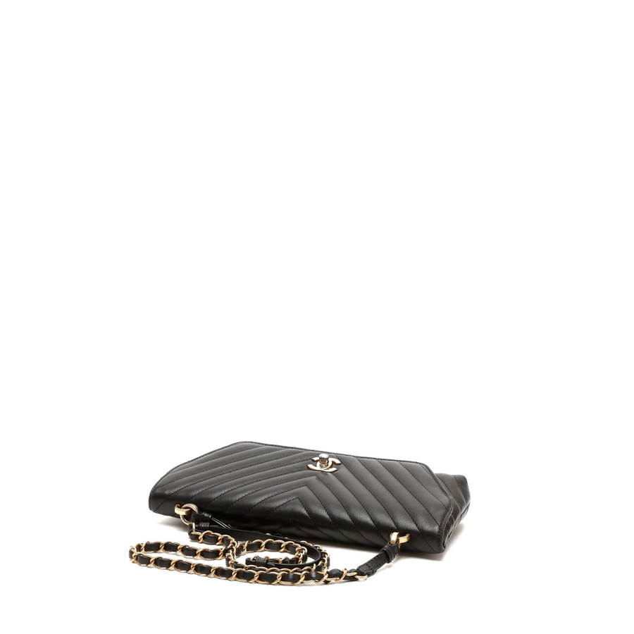 Chanel CC Surpique Chevron Flap Bag