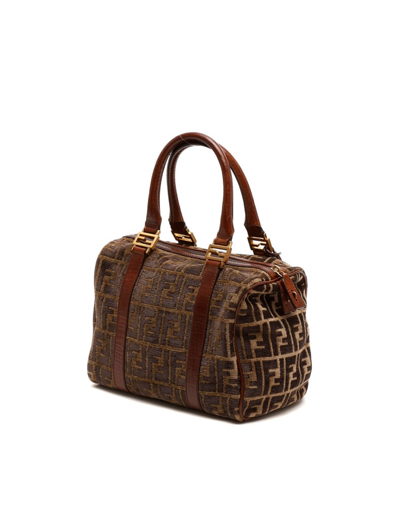 Fendi Zucca Velvet Boston Bag