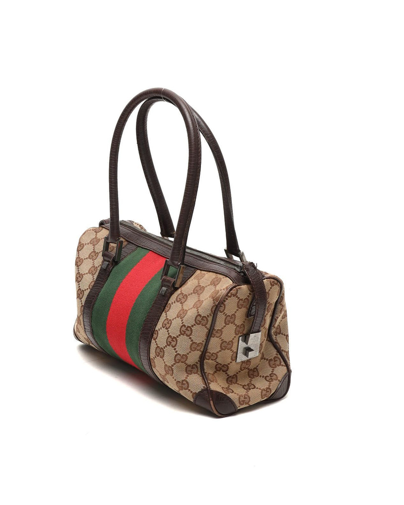 Gucci Small GG Web Boston Bag