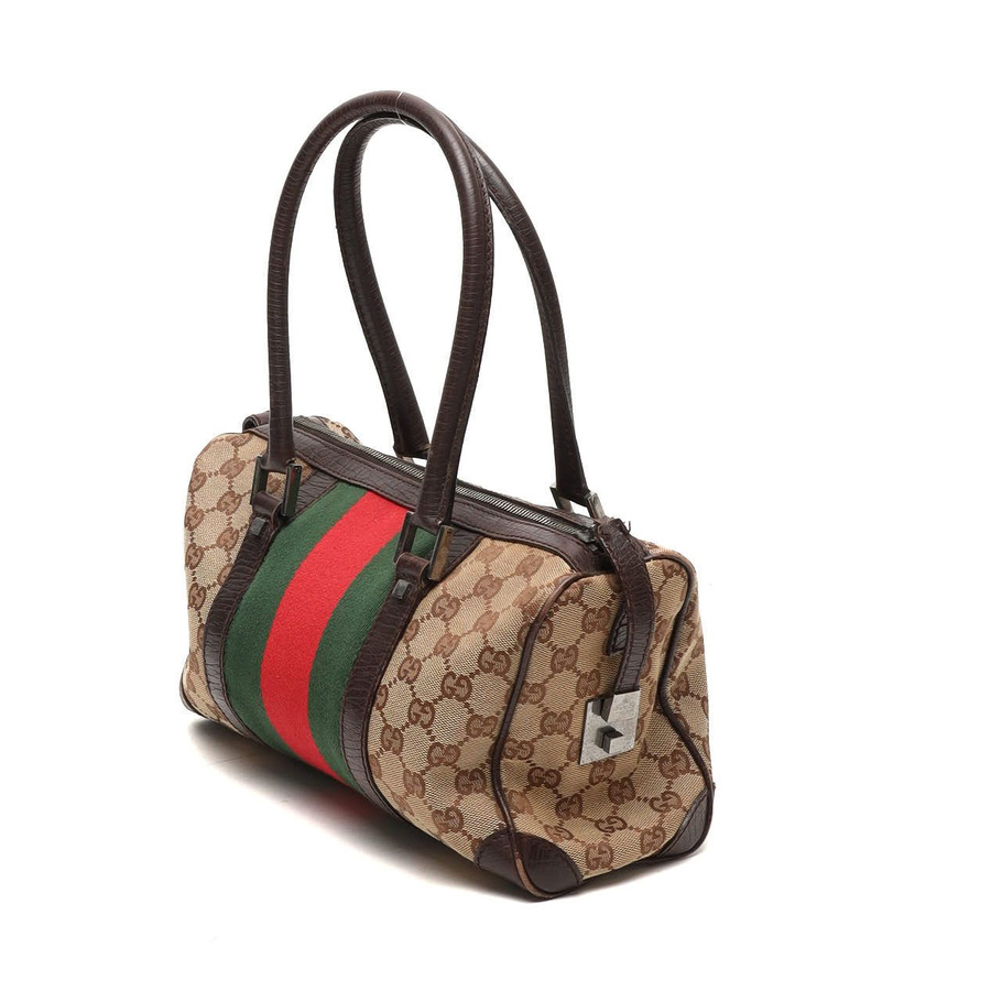 Gucci Small GG Web Boston Bag