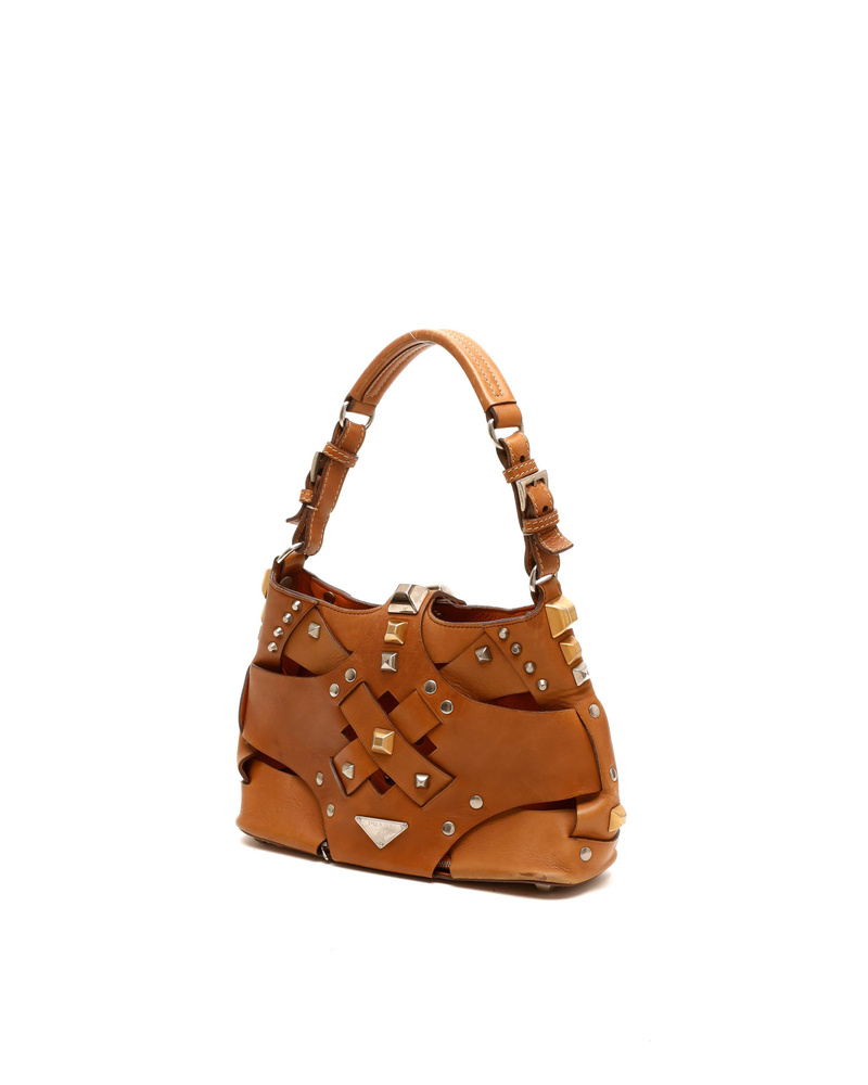 Prada Lattice Stud Hobo Bag