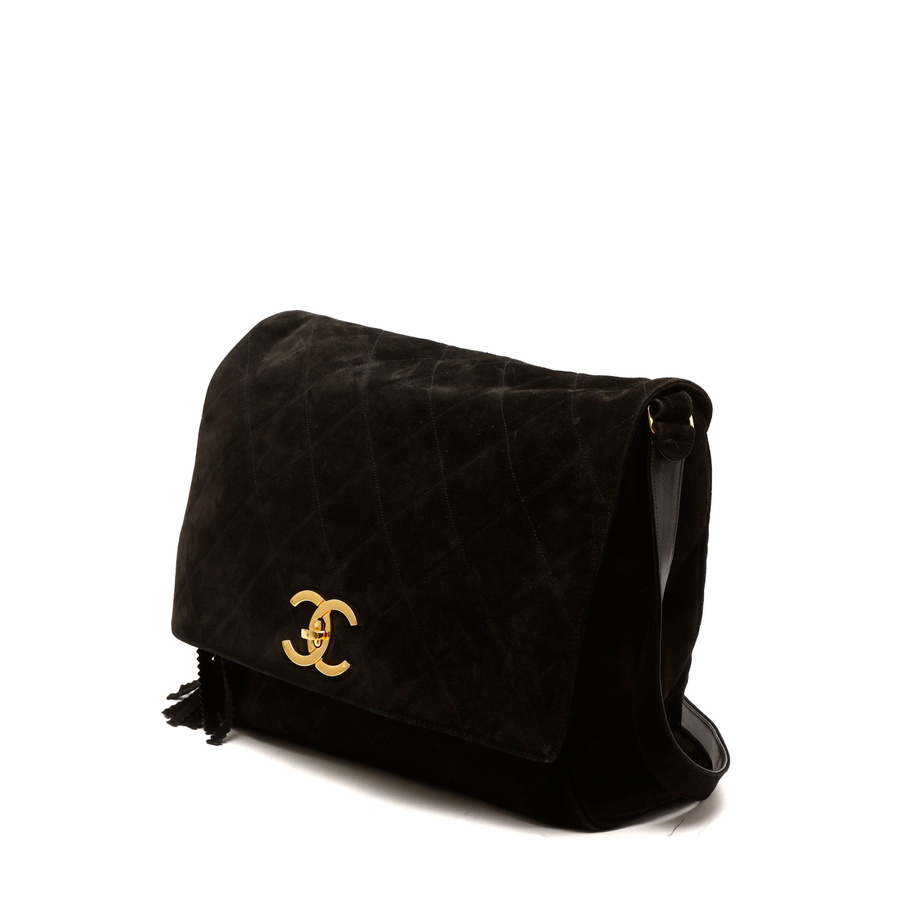 Chanel CC Suede Tassel Messenger Flap Bag