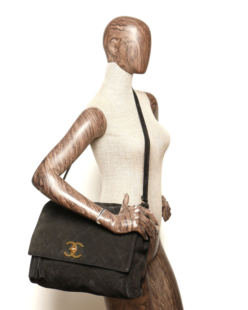 Chanel CC Suede Tassel Messenger Flap Bag