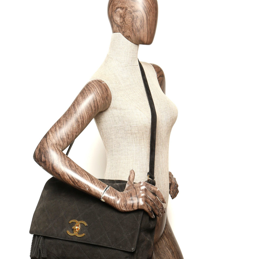 Chanel CC Suede Tassel Messenger Flap Bag