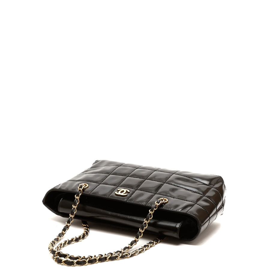 Chanel Patent Chocolate Bar Tote Bag