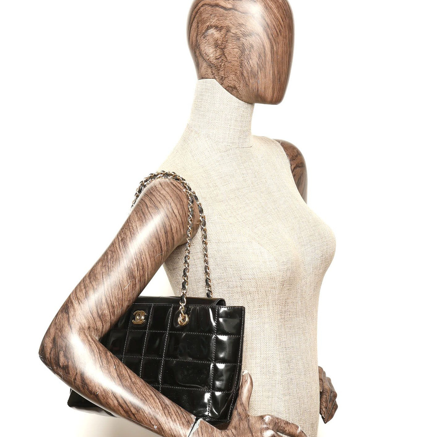 Chanel Patent Chocolate Bar Tote Bag