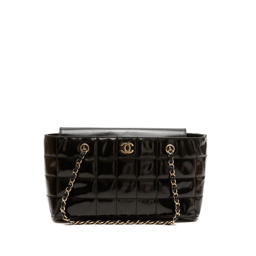 Chanel Patent Chocolate Bar Tote Bag