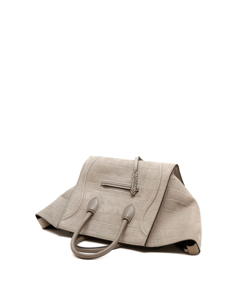 Céline Crocodile Embossed Nubuck Luggage Phantom Tote Bag
