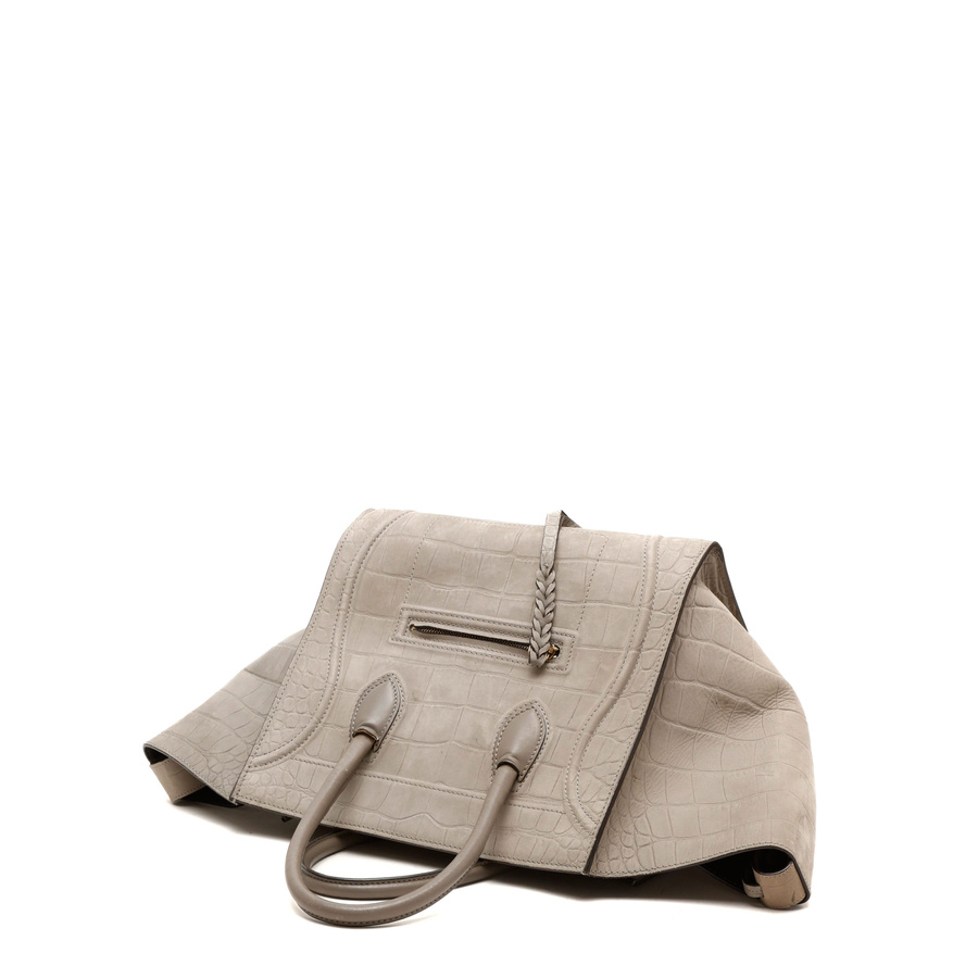 Céline Crocodile Embossed Nubuck Luggage Phantom Tote Bag