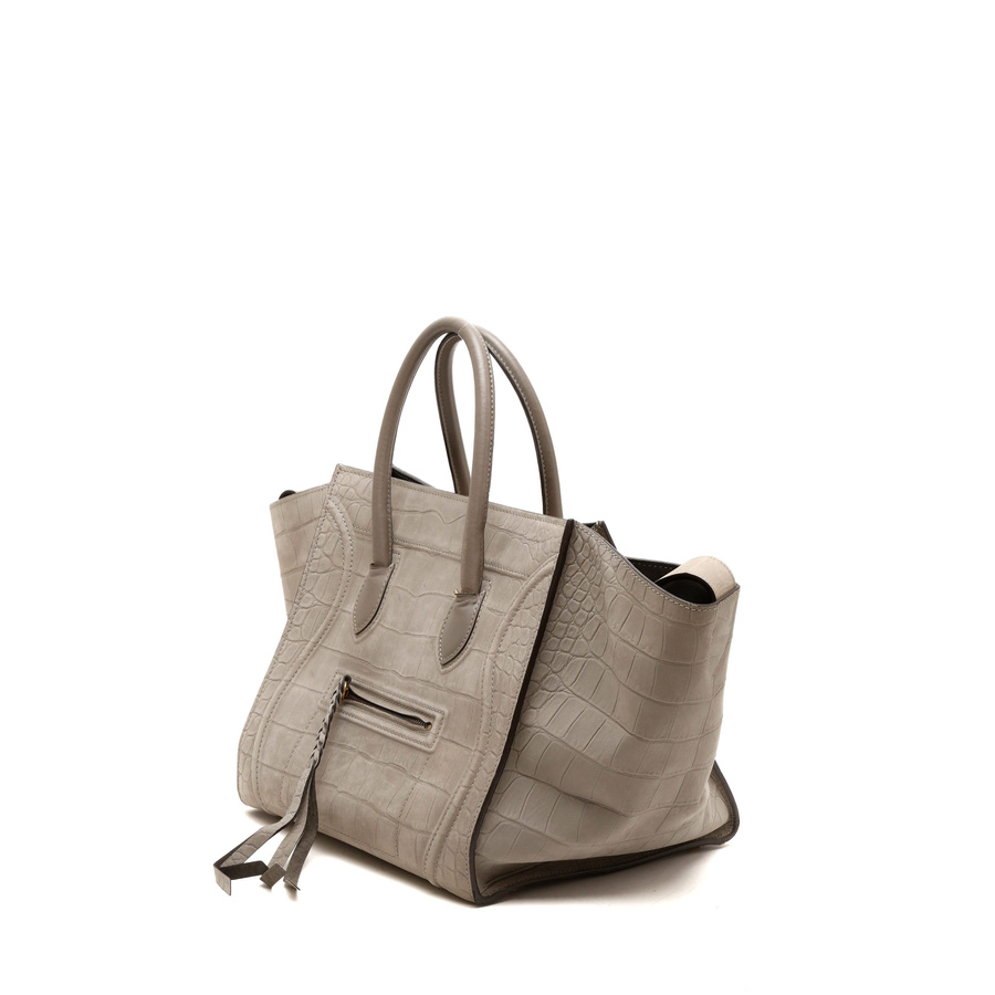 Céline Crocodile Embossed Nubuck Luggage Phantom Tote Bag