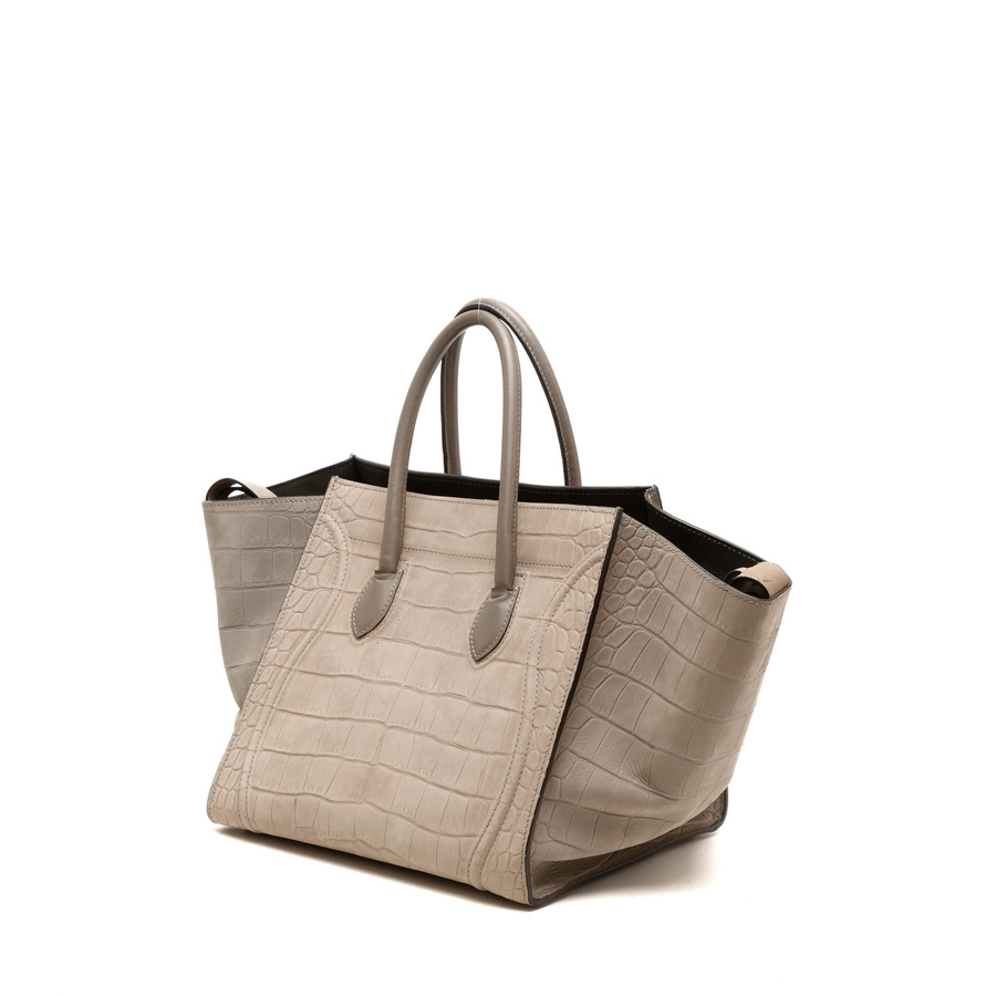 Céline Crocodile Embossed Nubuck Luggage Phantom Tote Bag