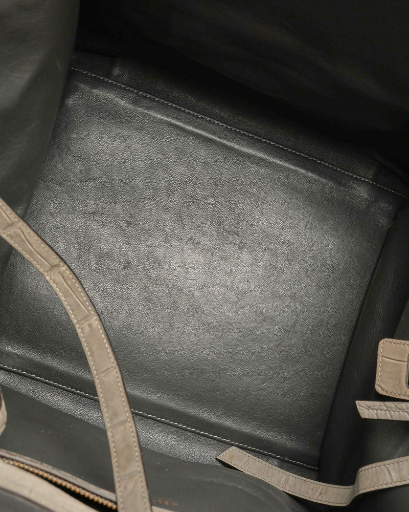 Céline Crocodile Embossed Nubuck Luggage Phantom Tote Bag