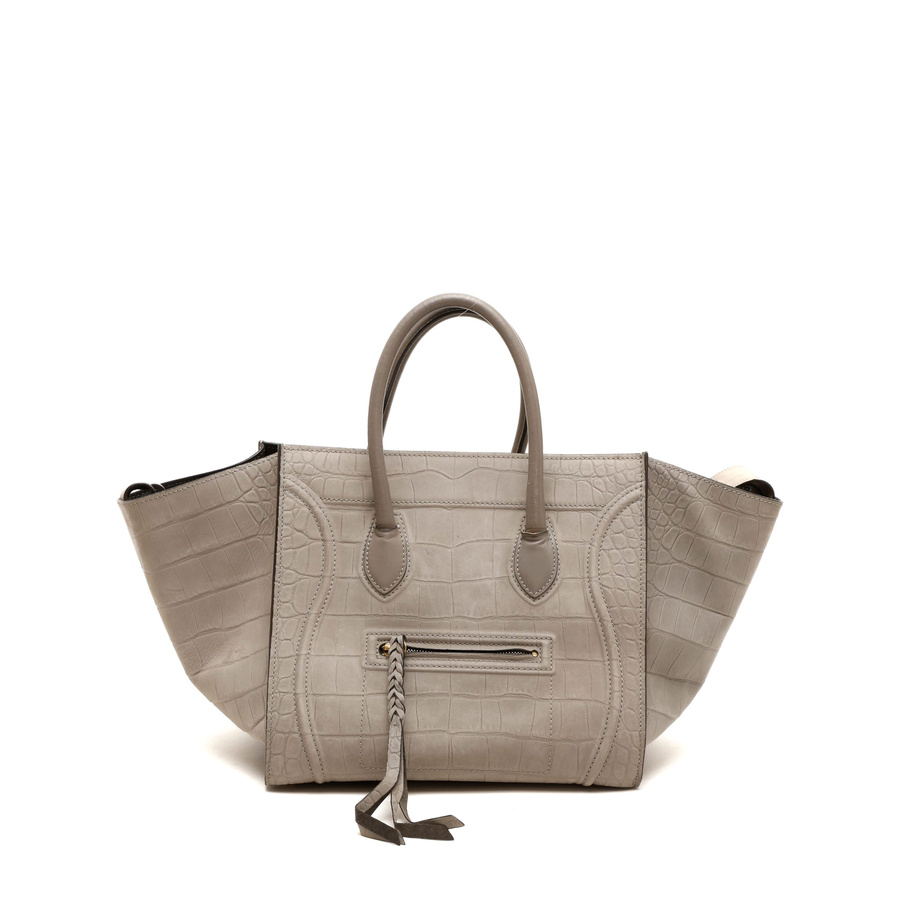 Céline Crocodile Embossed Nubuck Luggage Phantom Tote Bag