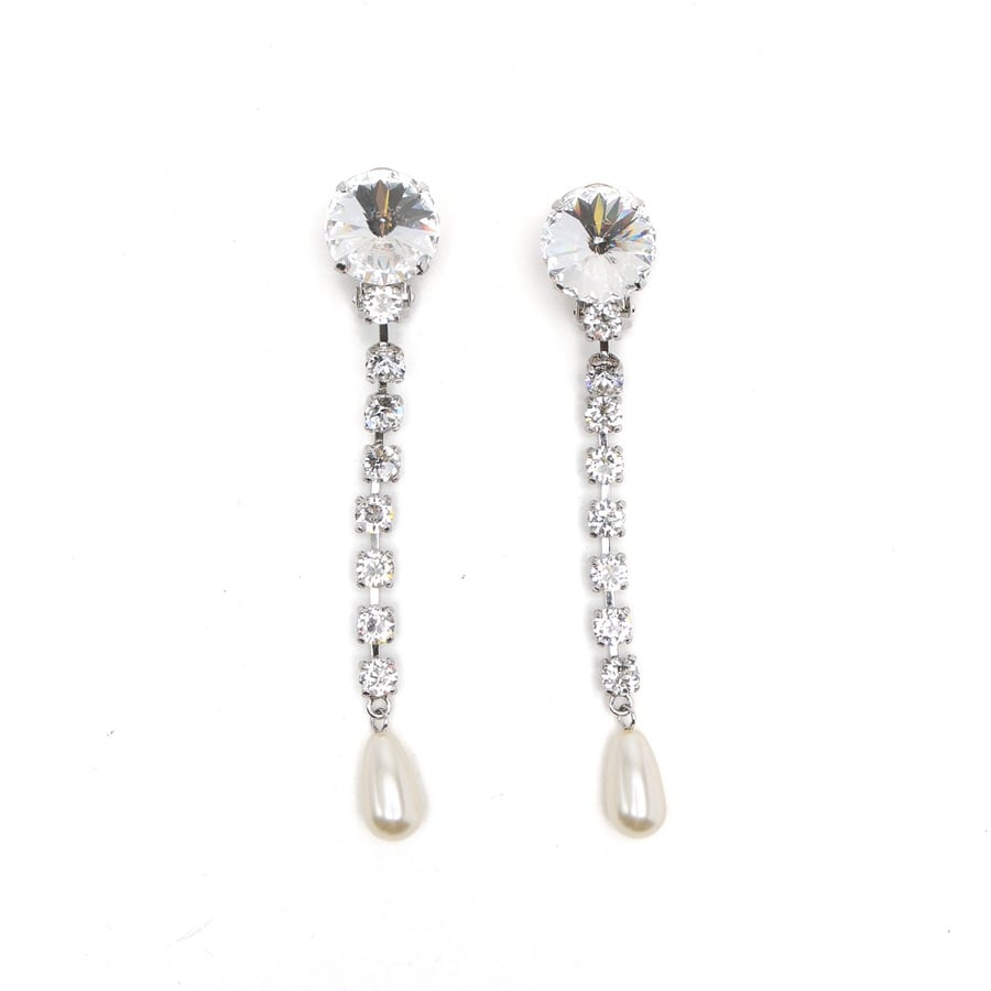 MIU MIU Rhinestone Dangling Clip-on Earrings