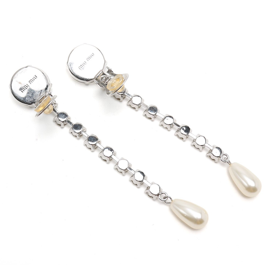 MIU MIU Rhinestone Dangling Clip-on Earrings