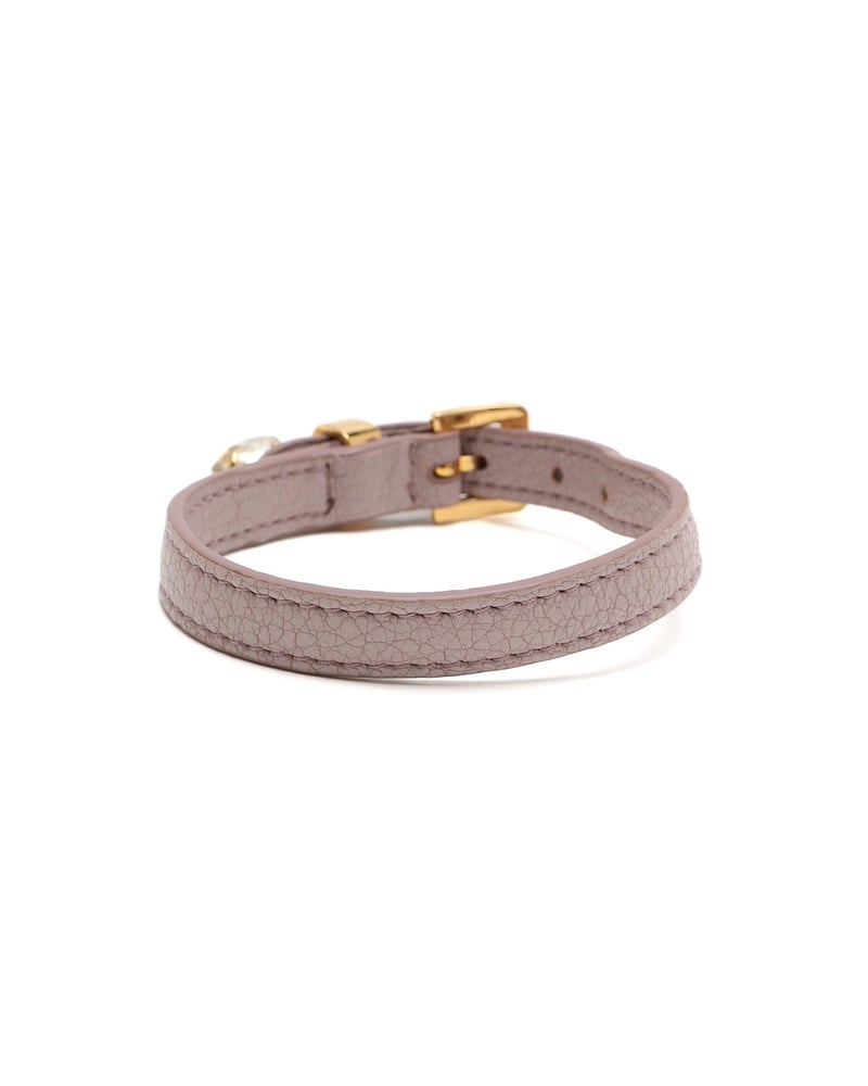 MIU MIU Crystal Heart Charm Leather Bracelet