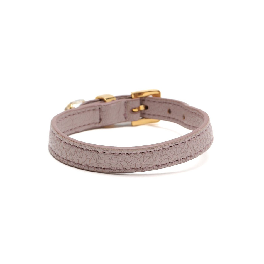 MIU MIU Crystal Heart Charm Leather Bracelet