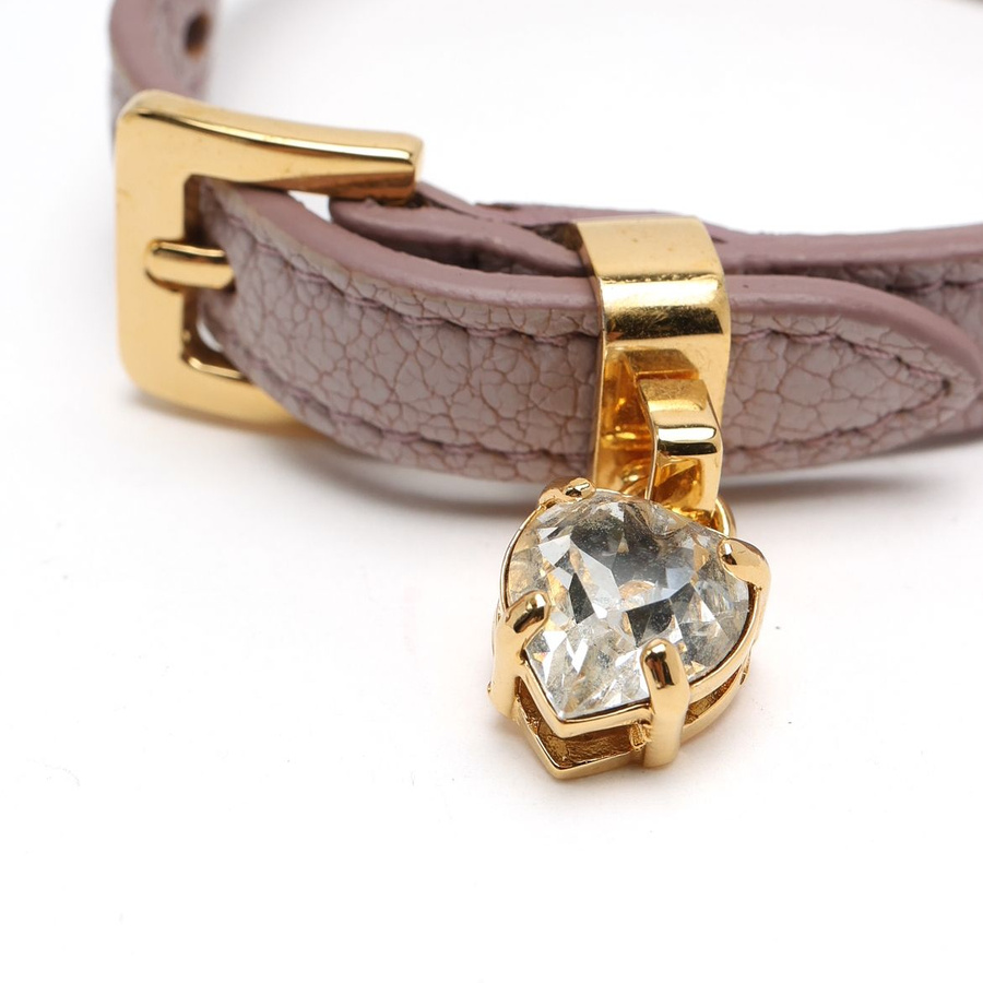 MIU MIU Crystal Heart Charm Leather Bracelet