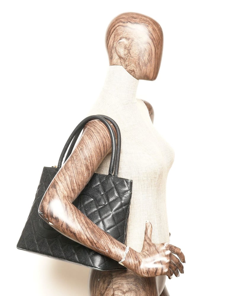 Chanel CC Medallion Caviar Tote Bag