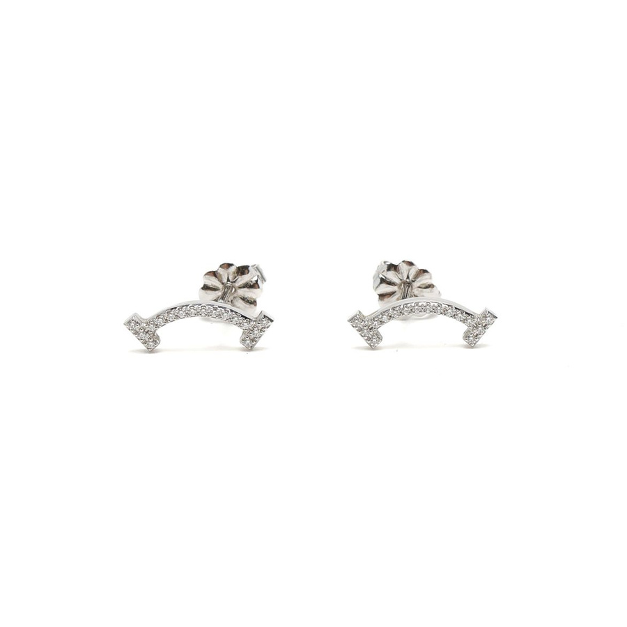 Tiffany & Co T Smile White Gold Diamond Earrings